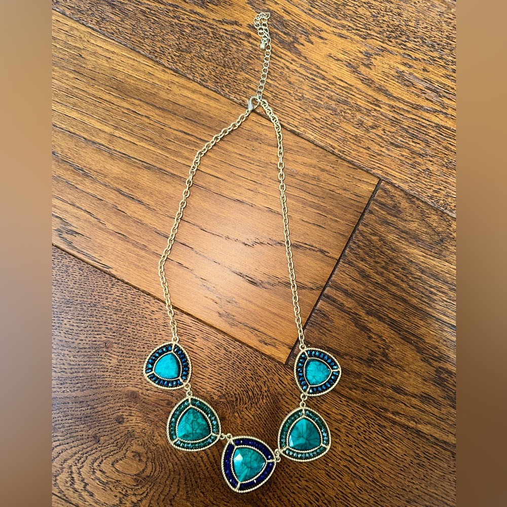 Francesca’s Blue and Turquoise Stone Statement Necklace